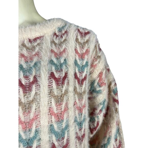 Forever 21 Womens sweater L Large Multicolor Fuzzy Soft Cozy Comfy Casual Cute - Picture 5 of 8